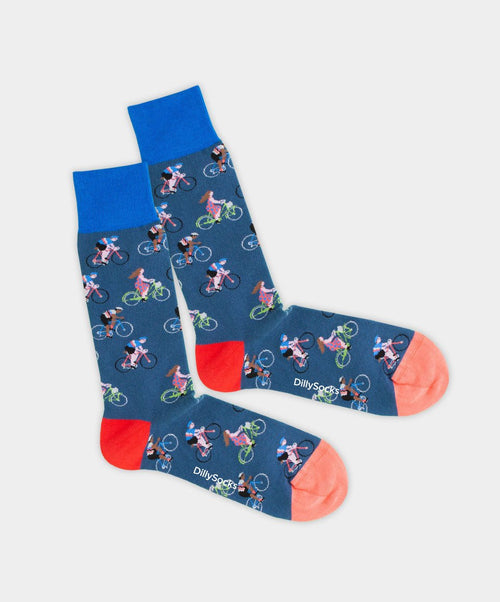 dilly socks Notre chaussettes: Blue Bike