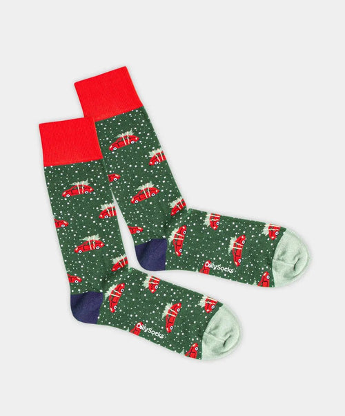 dilly socks Notre chaussettes: Christmas Green Tree