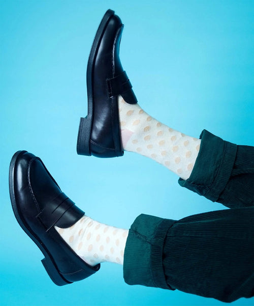 Dilly Socks Notre Chaussettes: Cream Dots