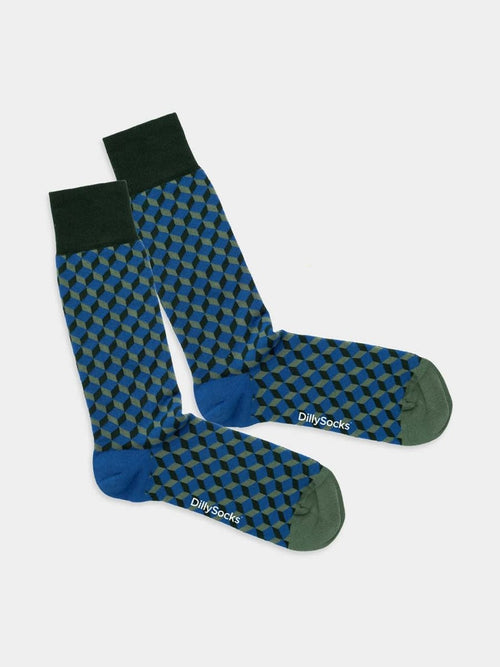 dilly socks Notre chaussettes: Deep Blue Dice