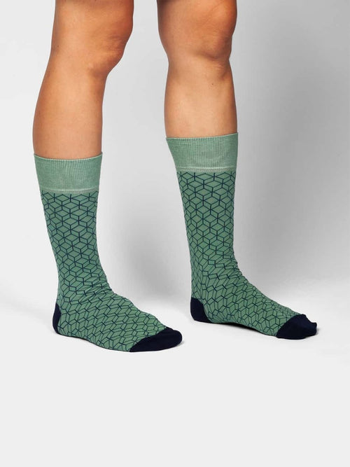 Dilly Socks Notre Chaussettes: Dove Green Dice