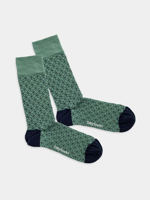 dilly socks Notre Chaussettes: Dove Green Dice