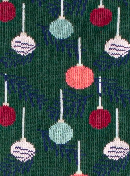 Dilly Socks Notre Chaussettes: Green Baubles