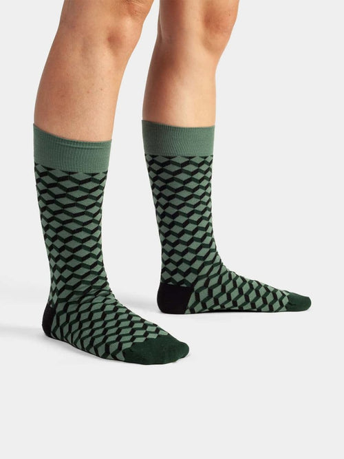 Dilly Socks Notre Chaussettes: Green Grass Dice