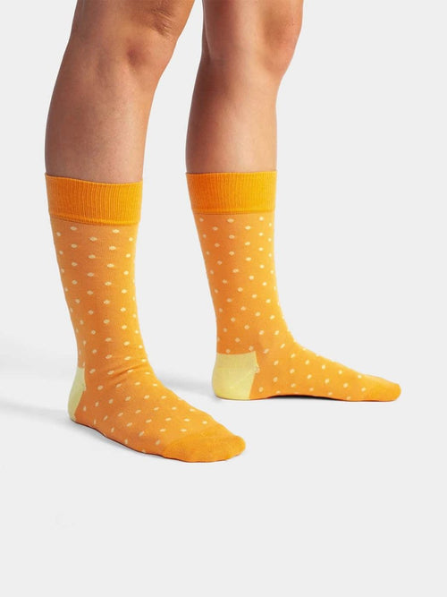 Dilly Socks Notre Chaussettes: Lime Dot Orange
