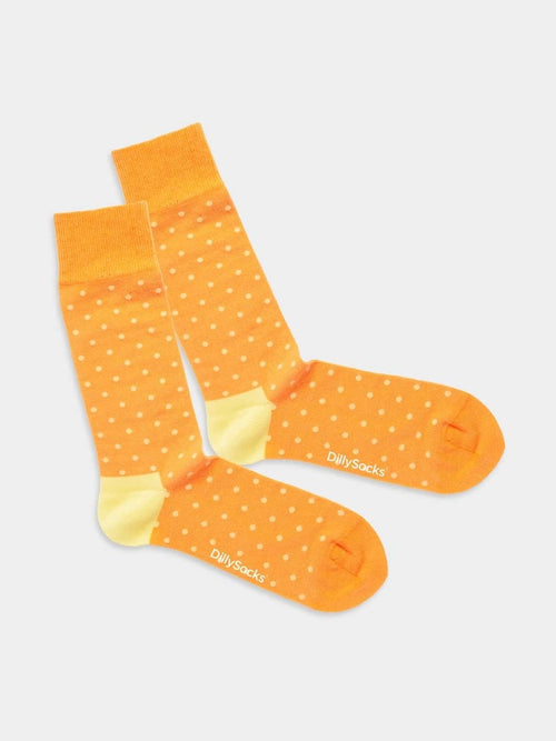 dilly socks Notre chaussettes: Lime Dot Orange
