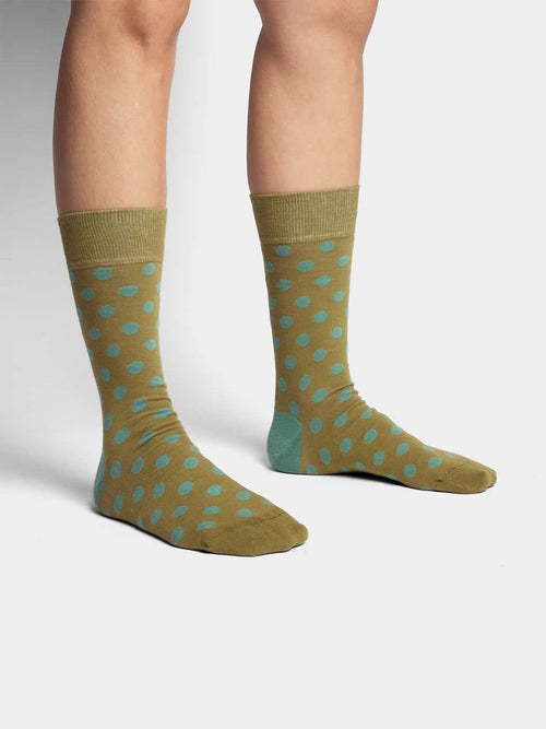 Dilly Socks Notre Chaussettes: Moss Green Dots