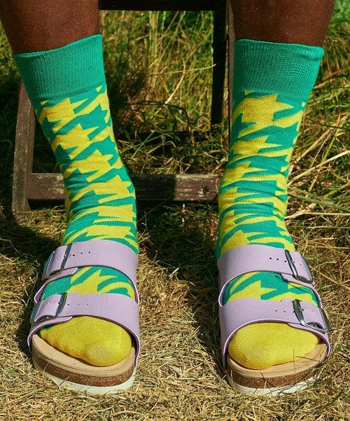 Dilly Socks Notre Chaussettes: Neon Houdstooth