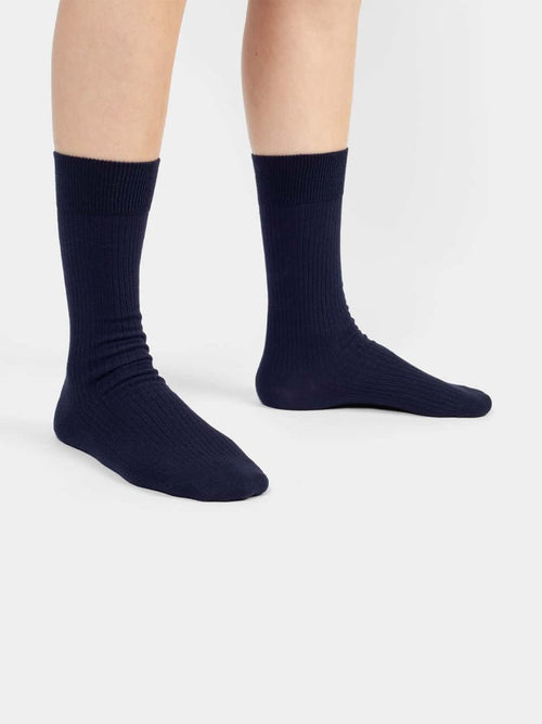 Dilly Socks Notre Chaussettes: Ribbed Dark Navy