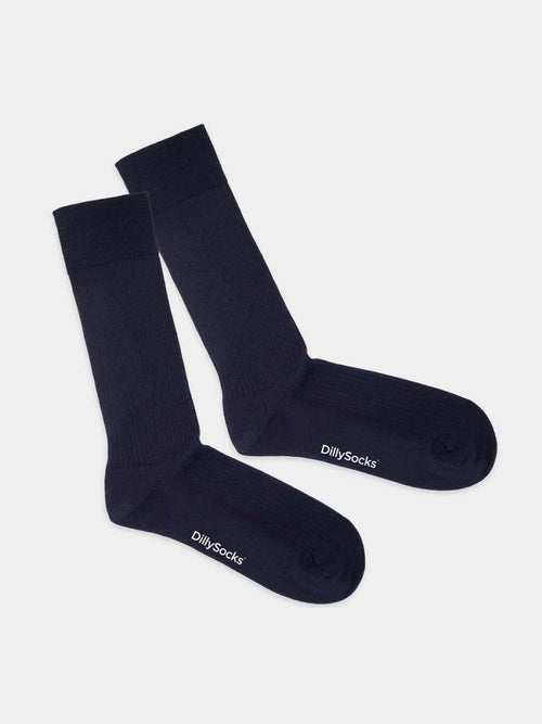 dilly socks Notre chaussettes: Ribbed Dark Navy