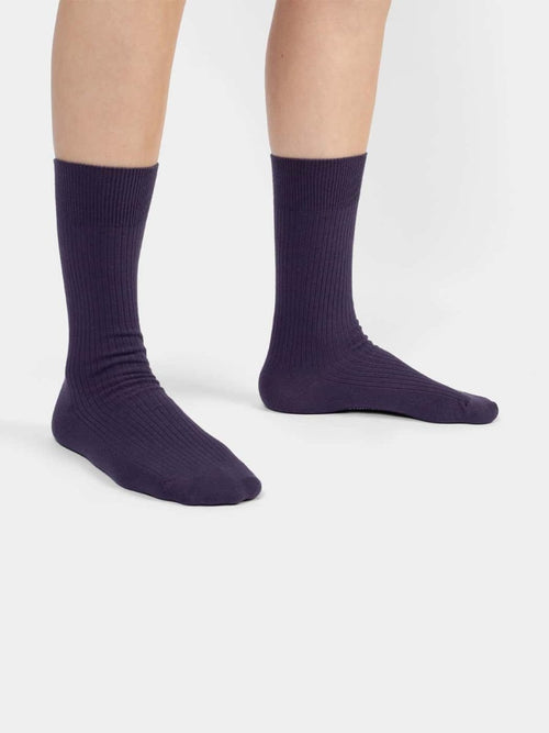 Dilly Socks Notre Chaussettes: Ribbed Deep Purple