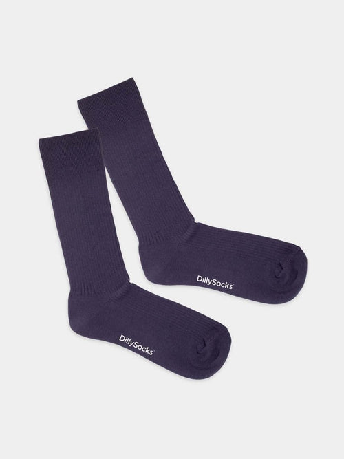 dilly socks Notre chaussettes: Ribbed Deep Purple