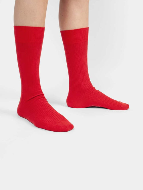 Dilly Socks Notre Chaussettes: Ribbed Ferrari Red