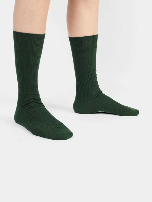 Dilly Socks Notre Chaussettes: Ribbed Forest Green