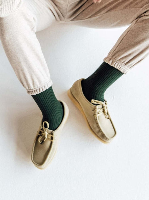 Dilly Socks Notre Chaussettes: Ribbed Forest Green
