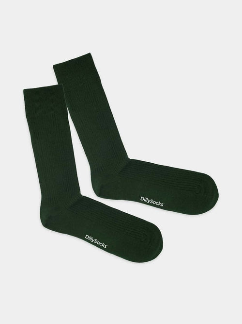 dilly socks Notre chaussettes: Ribbed Forest Green