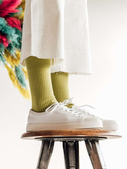 Dilly Socks Notre Chaussettes: Ribbed Lime Green