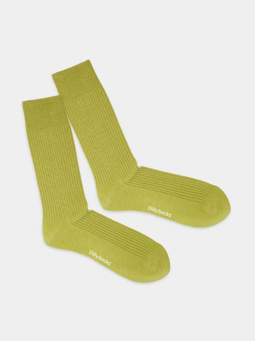 dilly socks Notre chaussettes: Ribbed Lime Green