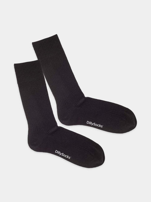 dilly socks Notre chaussettes: Ribbed Night Black