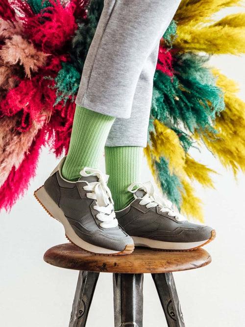 Dilly Socks Notre Chaussettes: Ribbed Pale Green