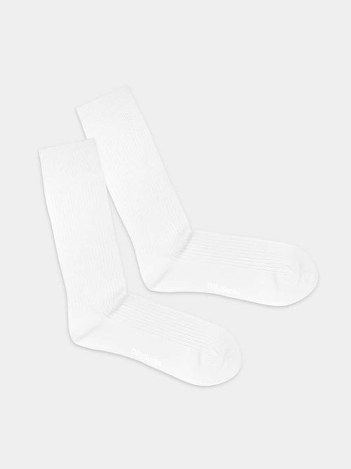 dilly socks Notre chaussettes: Ribbed Snow White