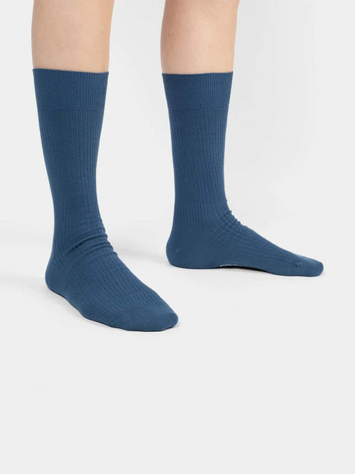 Dilly Socks Notre Chaussettes: Ribbed Steel Blue