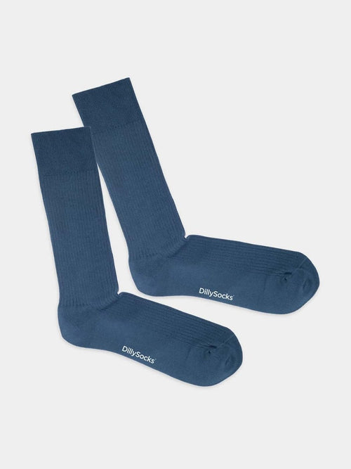 dilly socks Notre chaussettes: Ribbed Steel Blue