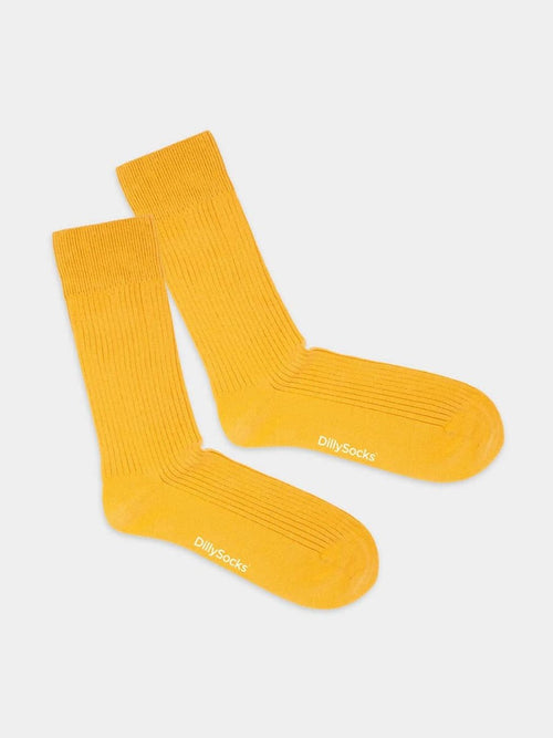 dilly socks Notre chaussettes: Ribbed Sunny Yellow
