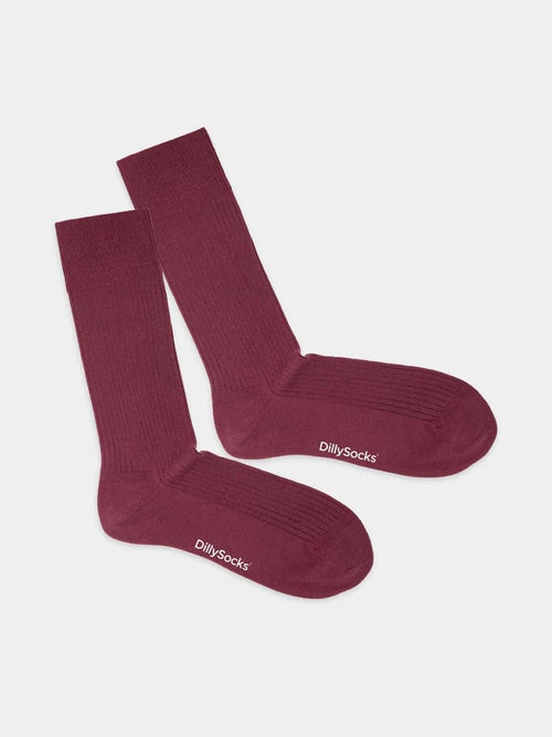 dilly socks Notre chaussettes: Ribbed Wine Red