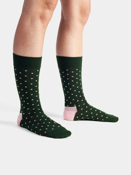 Dilly Socks Notre Chaussettes: Rose Dot Field
