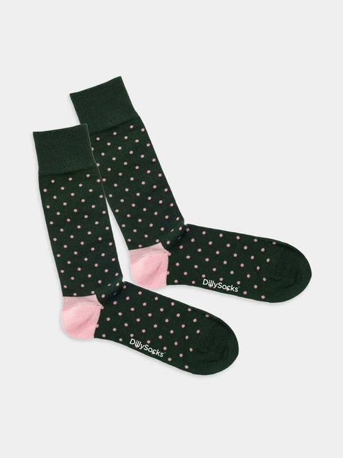 dilly socks Notre chaussettes: Rose Dot Field