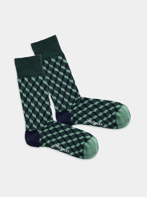 dilly socks Notre Chaussettes: Sea Green Dice