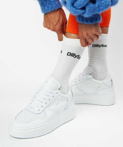 Dilly Socks Notre Chaussettes: White Logo