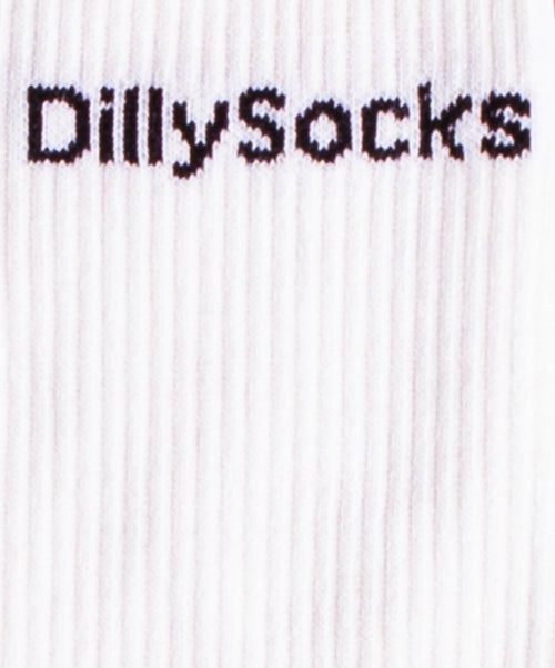 Dilly Socks Notre Chaussettes: White Logo