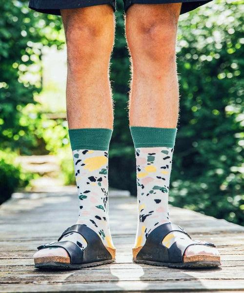 Dilly Socks Notre Chaussettes: White Terrazzo