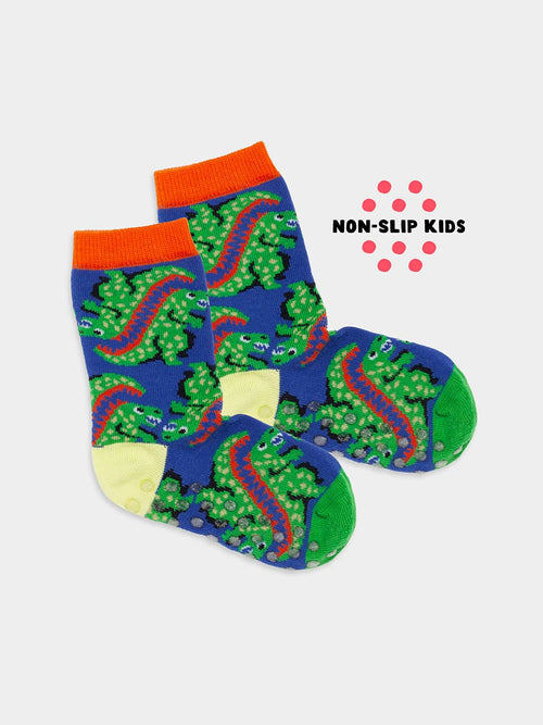 dilly socks Notre Chaussettes antidérapantes pour enfants: Lil Ur Ex le T Rex Antidérapant