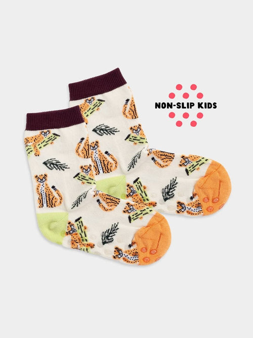 dilly socks Notre Chaussettes antidérapantes pour enfants: Lil Chillaxing Chat Antidérapant