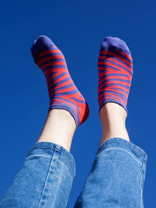 Dilly Socks Notre Chaussettes Baskets: Short Serrated Stripes