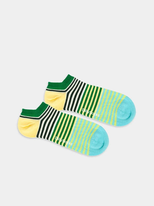 dilly socks Notre chaussettes de sneakers: Short Fine Line Green
