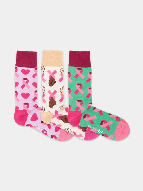 Dilly Socks Notre Chaussettes: Pink Ribbon (boîte De 3)