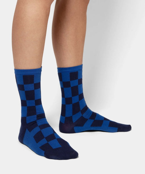 Dilly Socks Notre Chaussettes Pour Femmes: Blue-Toned Chess