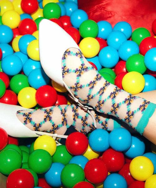 Dilly Socks Notre Chaussettes Pour Femmes: Flower Honeycombs