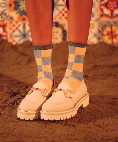 Dilly Socks Notre Chaussettes Pour Femmes: Glitzy Pastel Chess