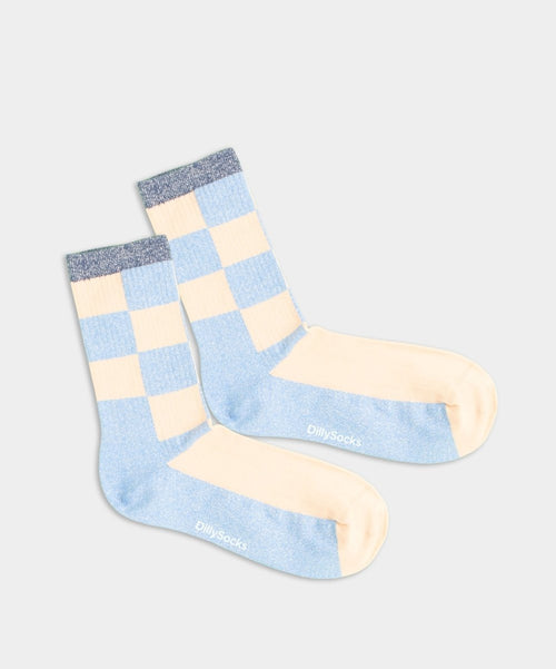 dilly socks Notre chaussettes pour femmes: Glitzy Pastel Chess