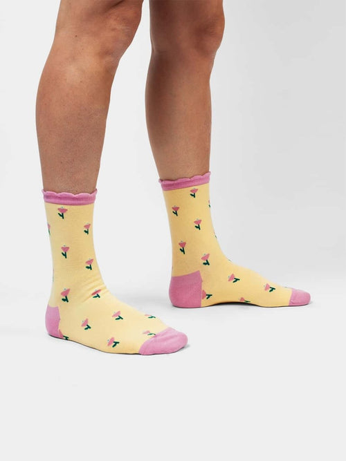 Dilly Socks Notre Chaussettes Pour Femmes: Yellow Field Of Flowers
