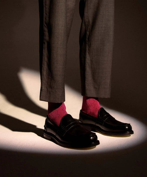 Dilly Socks Notre Chaussettes Pour Hommes: Pink Fishbone