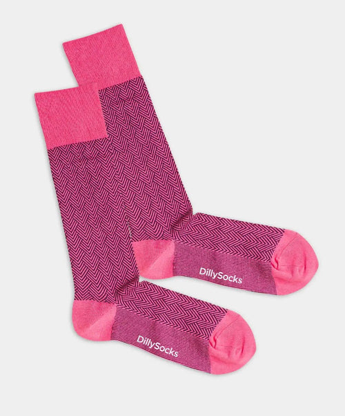 dilly socks Notre chaussettes pour hommes: Pink Fishbone