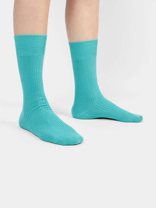 Dilly Socks Notre Chaussettes: Ribbed Shiny Turquoise