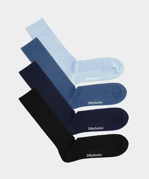 dilly socks Notre jeux de chaussettes: Ribbed Just Blue (pack de 4)