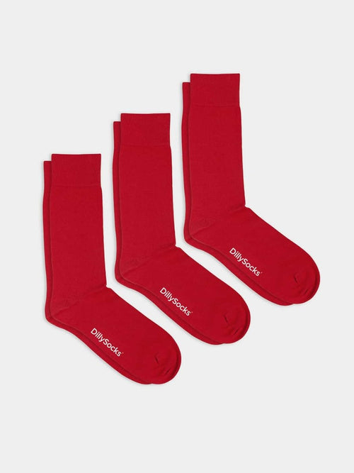 dilly socks Notre jeux de chaussettes: Smooth Ferrari Red (pack de 3)